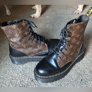 Louis Vuitton Monogram Black and Brown Combat Boots